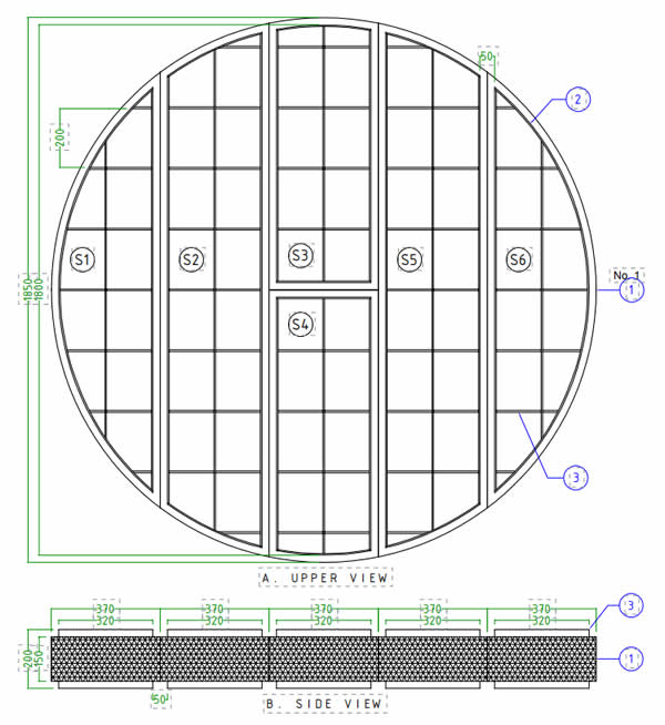 Stainless steel 316 knitted wire mesh pad demister with support grids